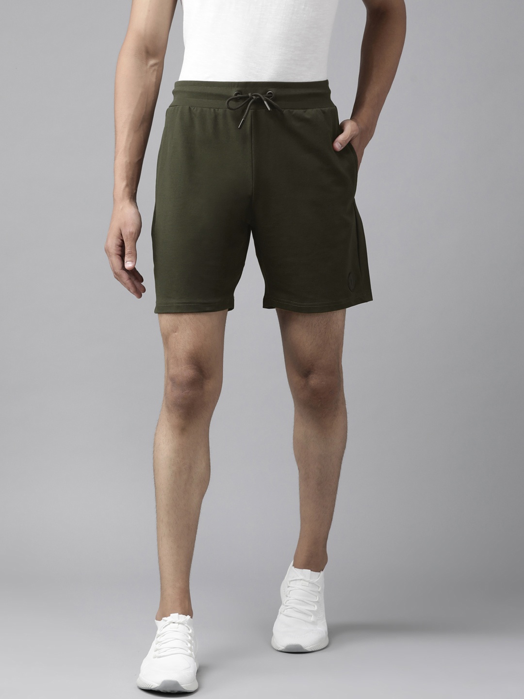 

Van Heusen Flex Men Olive Green Solid Sports Shorts