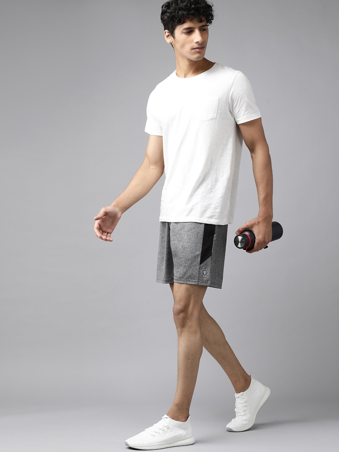 

Van Heusen Flex Men Solid Cycling Sports Shorts, Grey melange