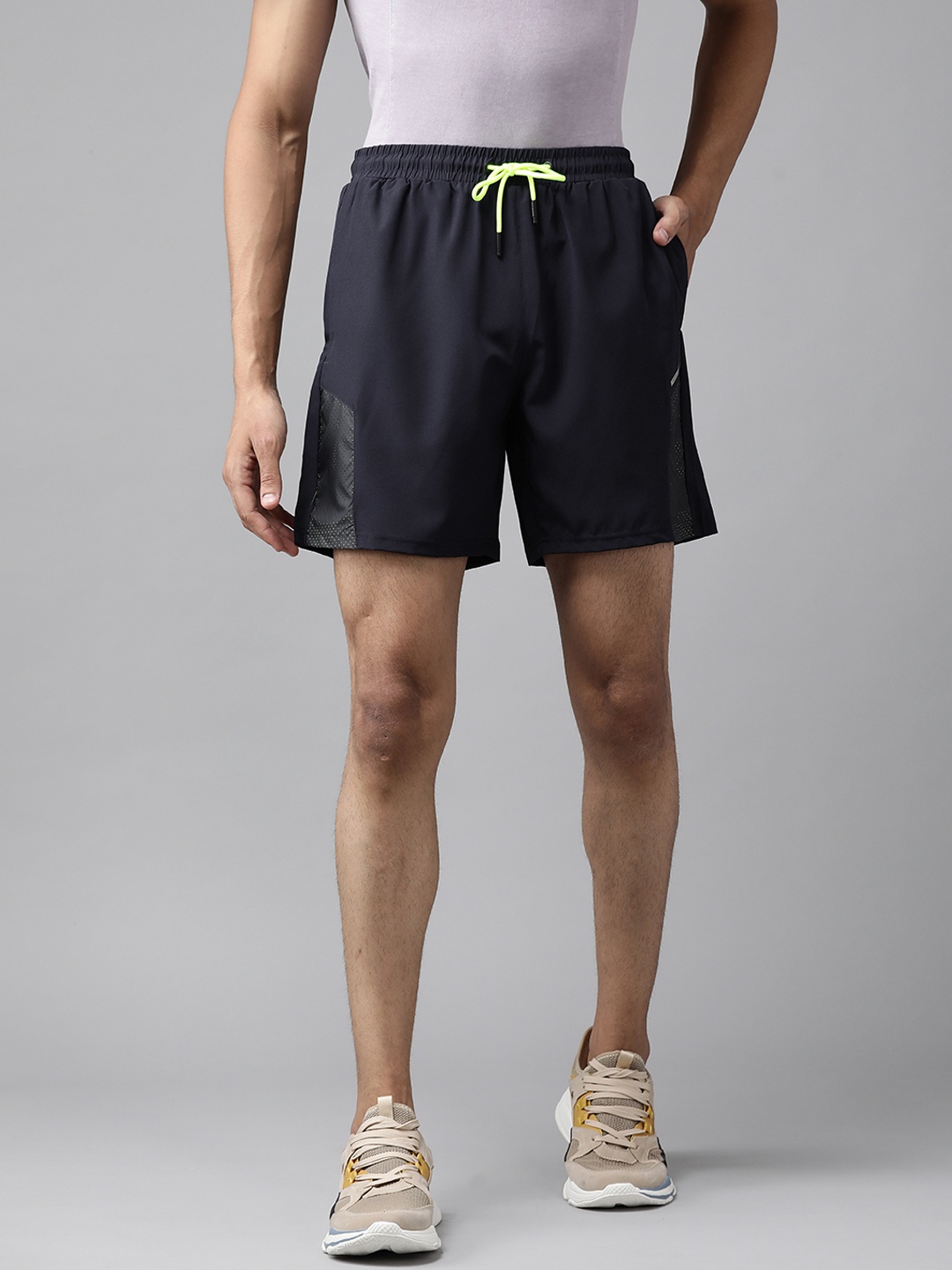 

Van Heusen Flex Men Navy Blue Mid Rise Regular Fit Shorts