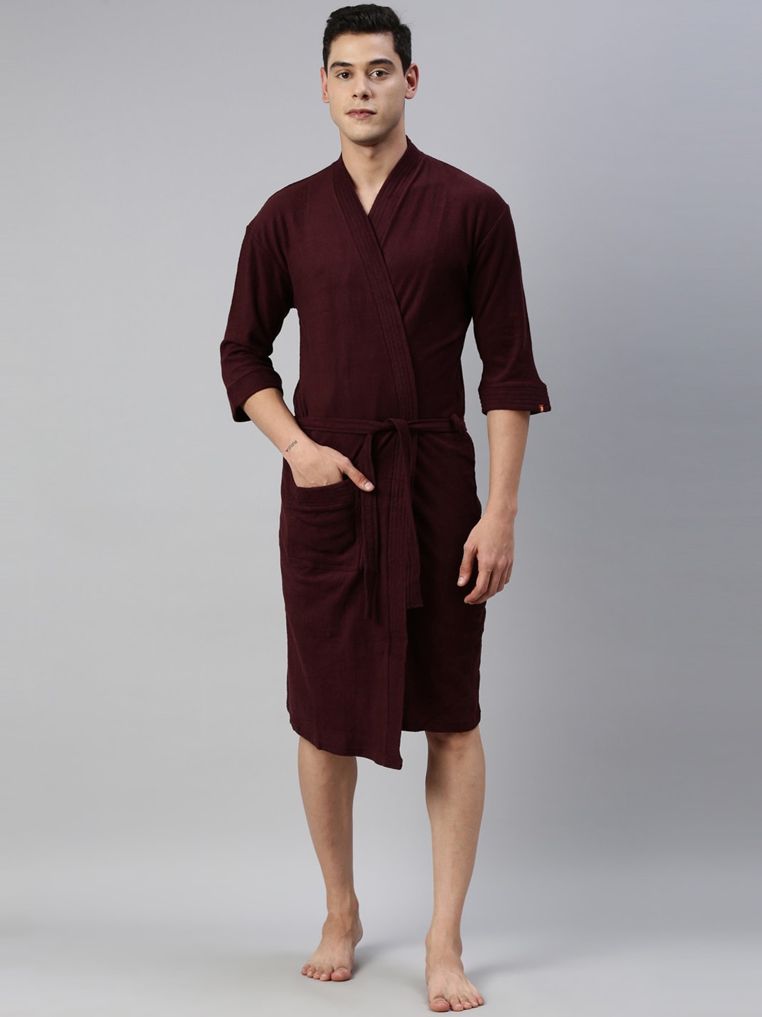 

GOLDSTROMS Men Coffee Brown Solid Bathrobe
