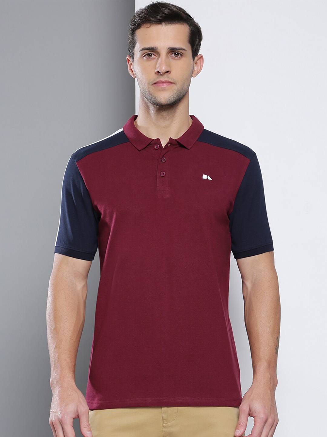 

Dennis Lingo Men Burgundy Polo Collar Slim Fit T-shirt
