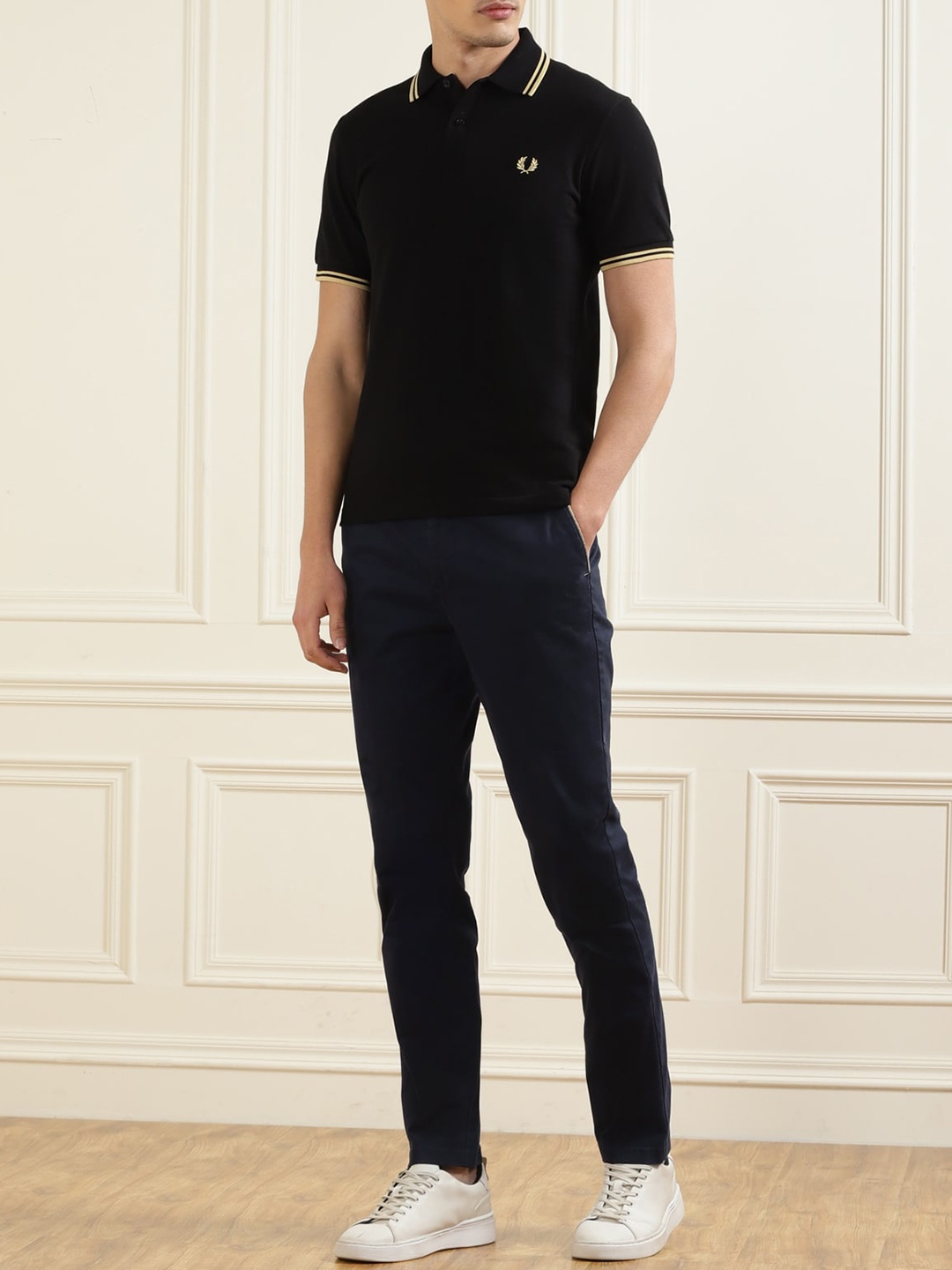 

HACKETT LONDON Men Navy Blue Slim Fit Cotton Trousers
