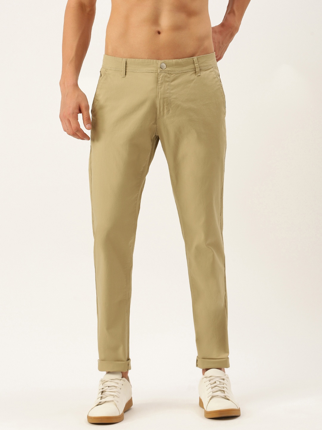 

Flying Machine Men Khaki Slim Fit Mid-Rise Chinos Trousers
