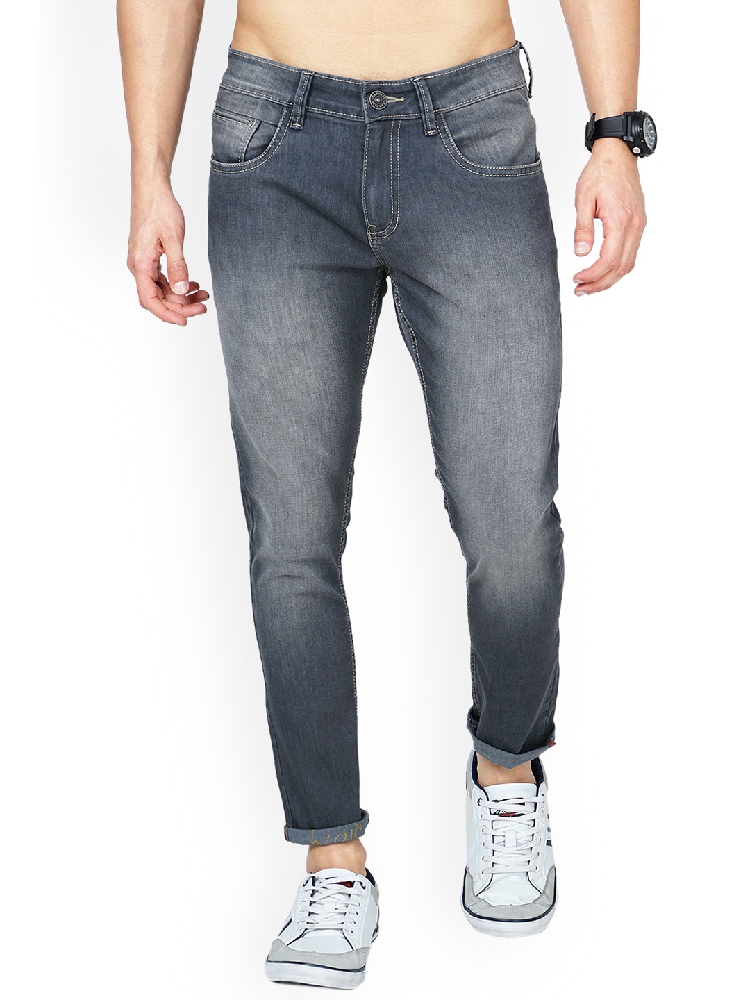 

Jean Cafe Men Grey Jean Skinny Fit Heavy Fade Stretchable Jeans
