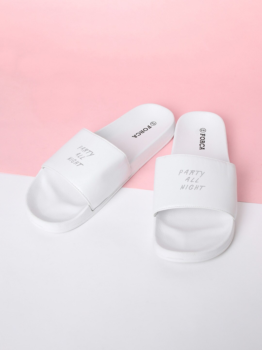 

Forca by Lifestyle Men White Printed Rubber Sliders