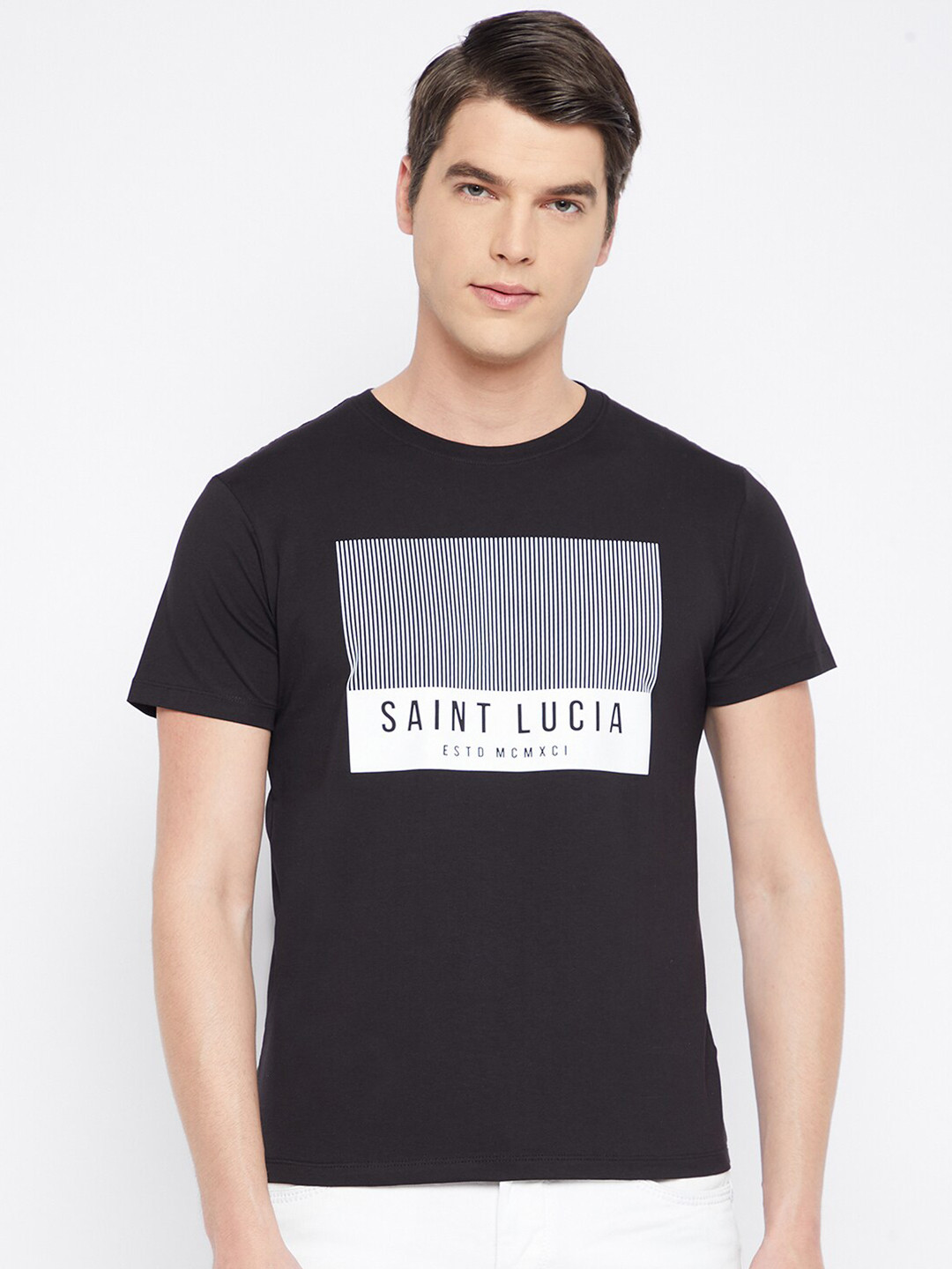 

Octave Men Black Typography Printed T-shirt