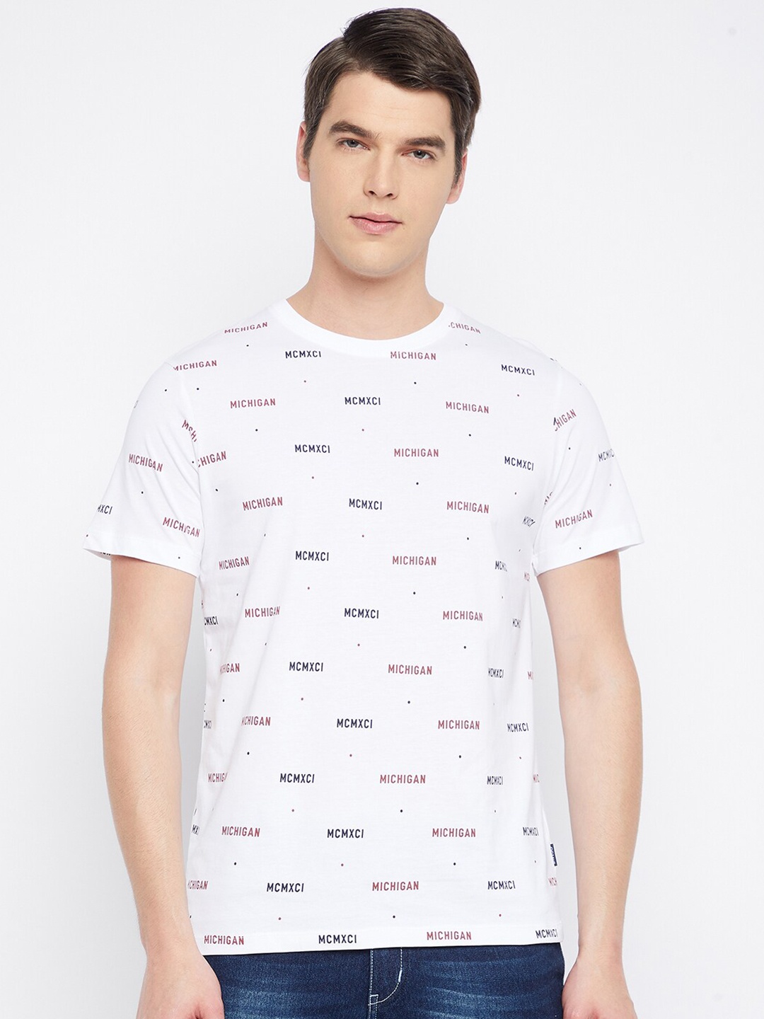 

Octave Men White & Black Printed T-shirt