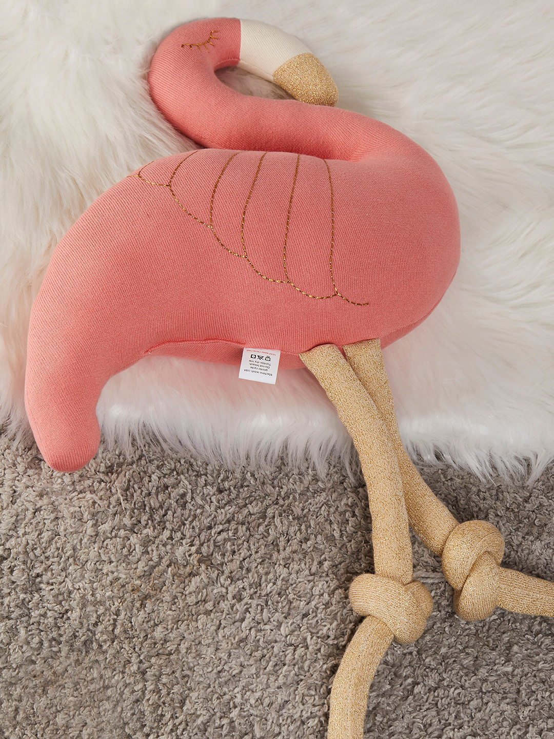 

The Wishing Chair Pink Cotton Flamingo Shaped Knitted Cushion