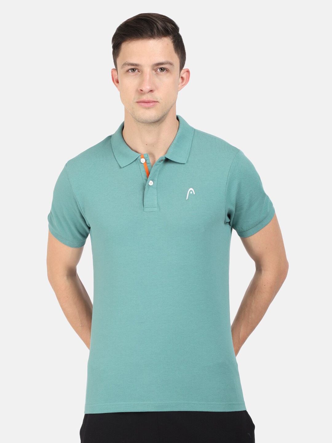 

Head Men Green Polo Collar Slim Fit Outdoor Cotton T-shirt