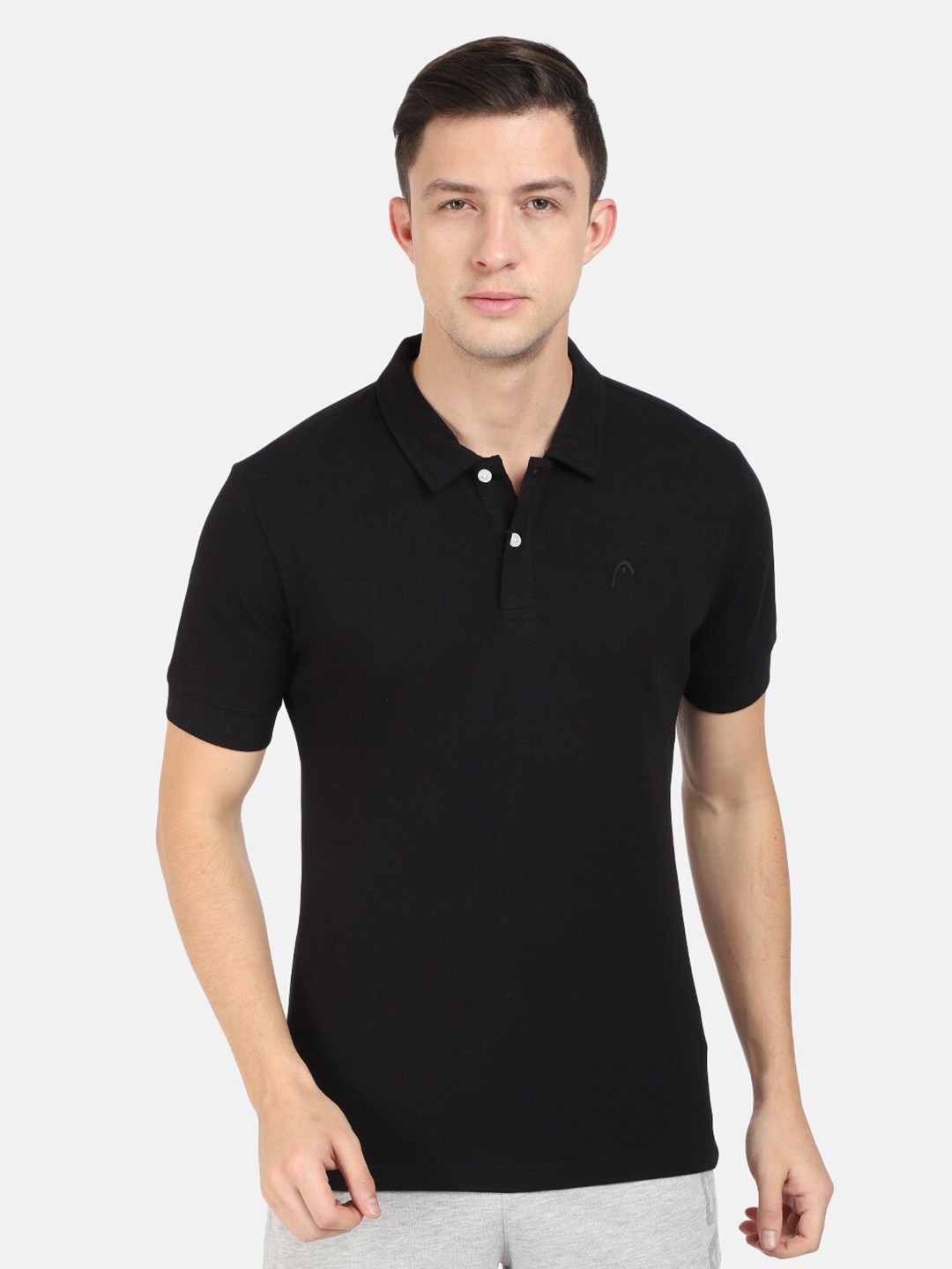 

Head Men Black Polo Collar Slim Fit Outdoor T-shirt