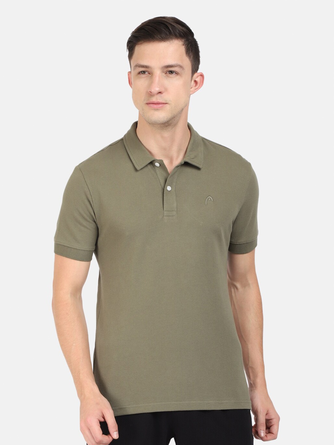 

Head Men Olive Green Polo Collar Slim Fit Outdoor T-shirt