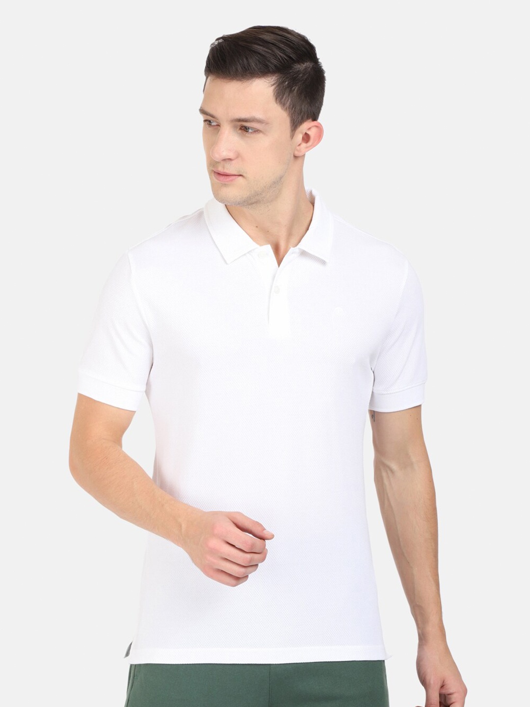 

Head Men White Polo Collar Slim Fit Outdoor T-shirt