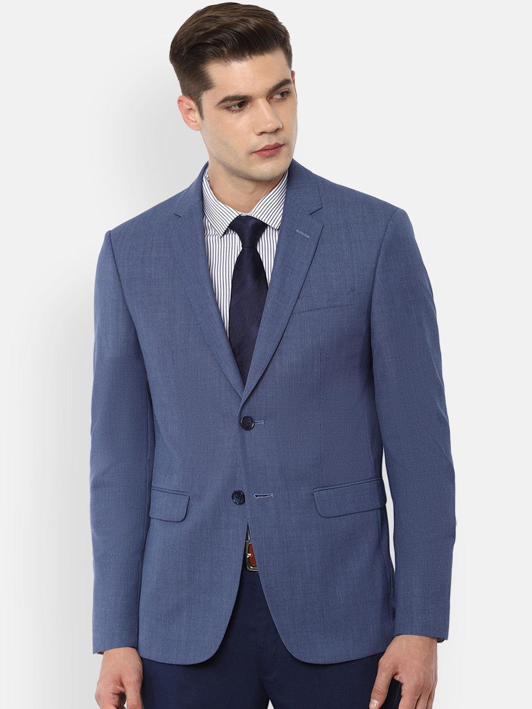 

Louis Philippe Men Blue Slim-Fit Single Breasted Formal Blazer