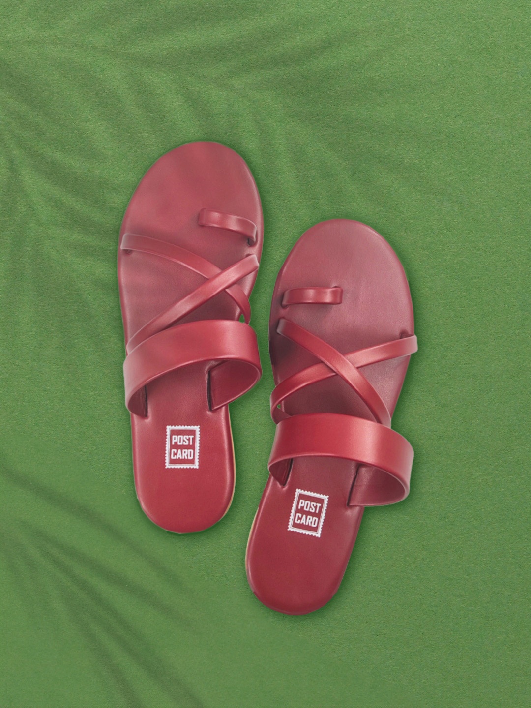 

POSTCARD Women Maroon Textured One Toe Flats