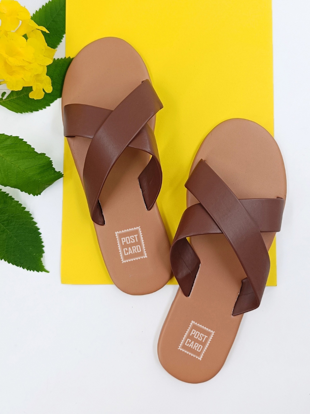 

POSTCARD Women Brown Open Toe Flats