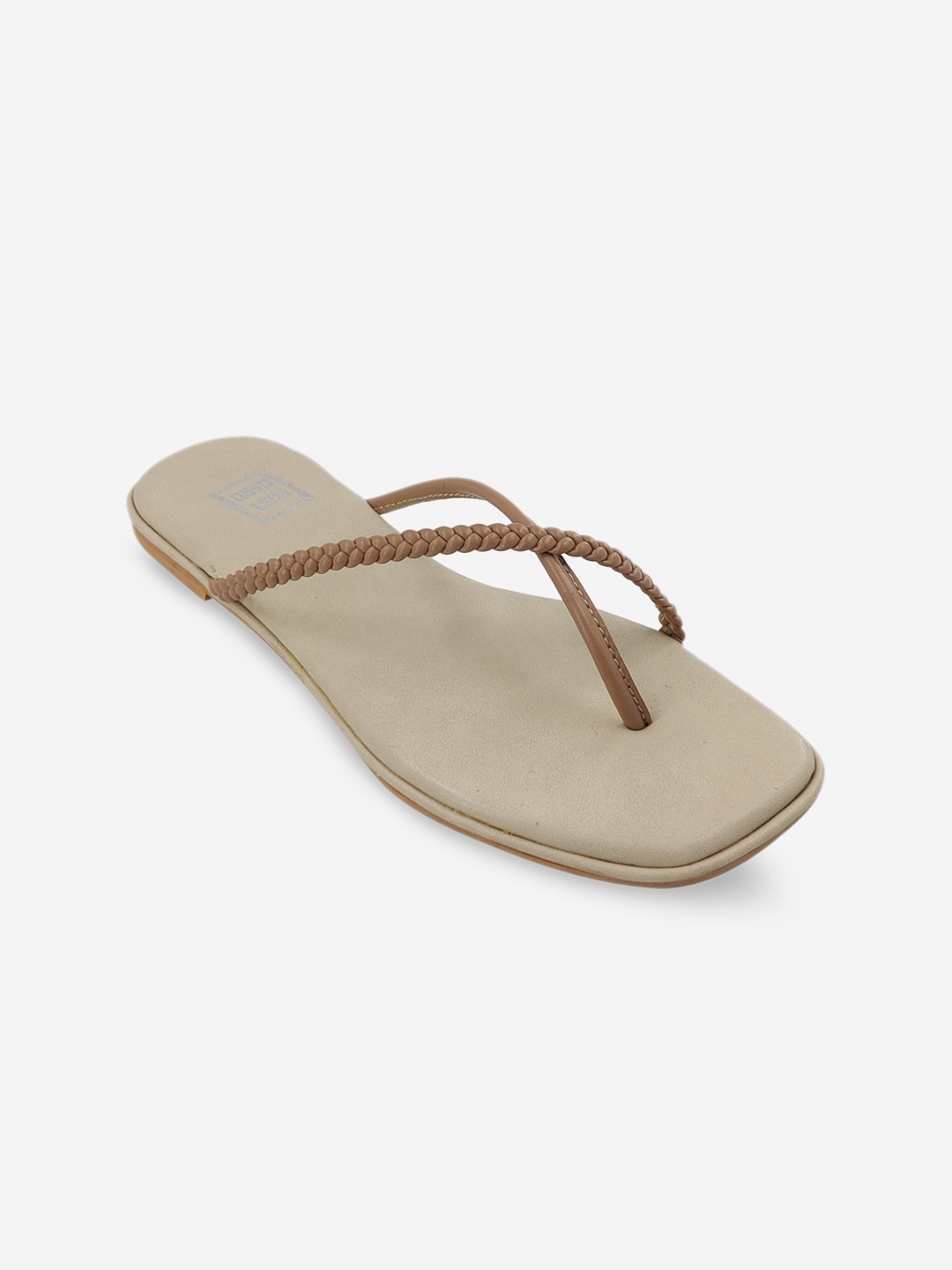 

POSTCARD Women Brown Braided One Toe Flats