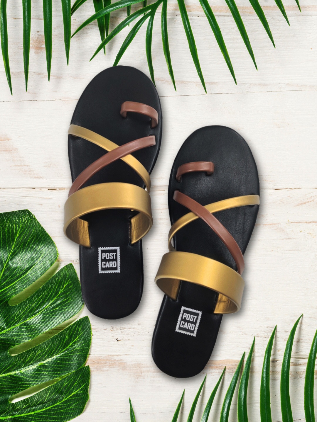 

POSTCARD Women Brown One Toe Flats