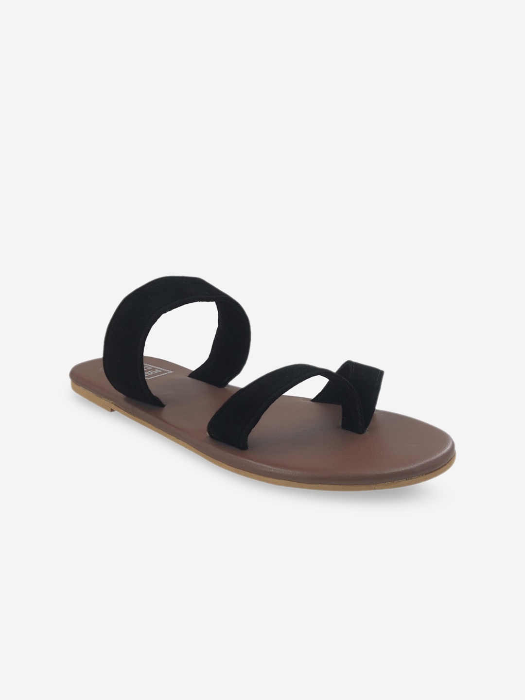 

POSTCARD Women Black Solid Open Toe Flats
