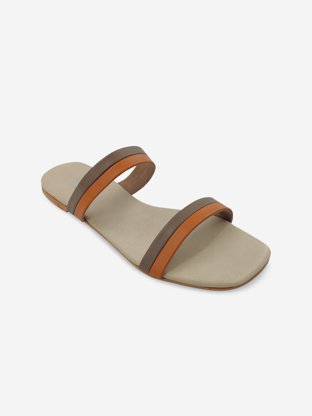 

POSTCARD Women Brown Colourblocked Open Toe Flats