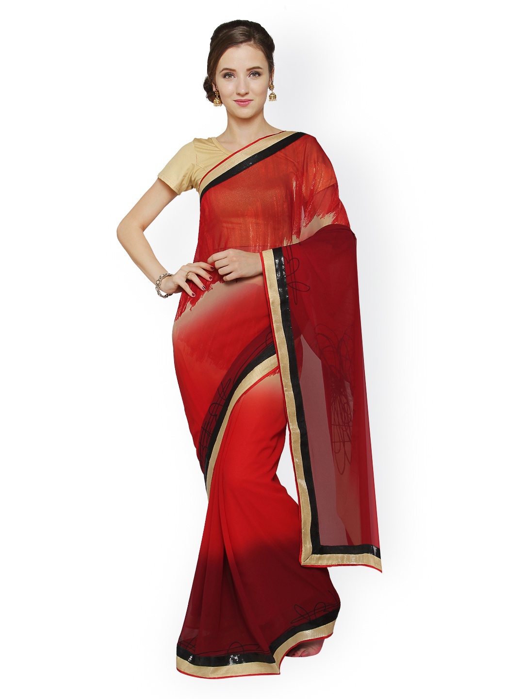 

Saree mall Red Georgette Printed Saree