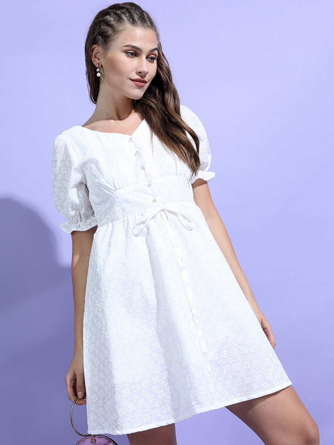 

Tokyo Talkies Off White Embroidered Dress