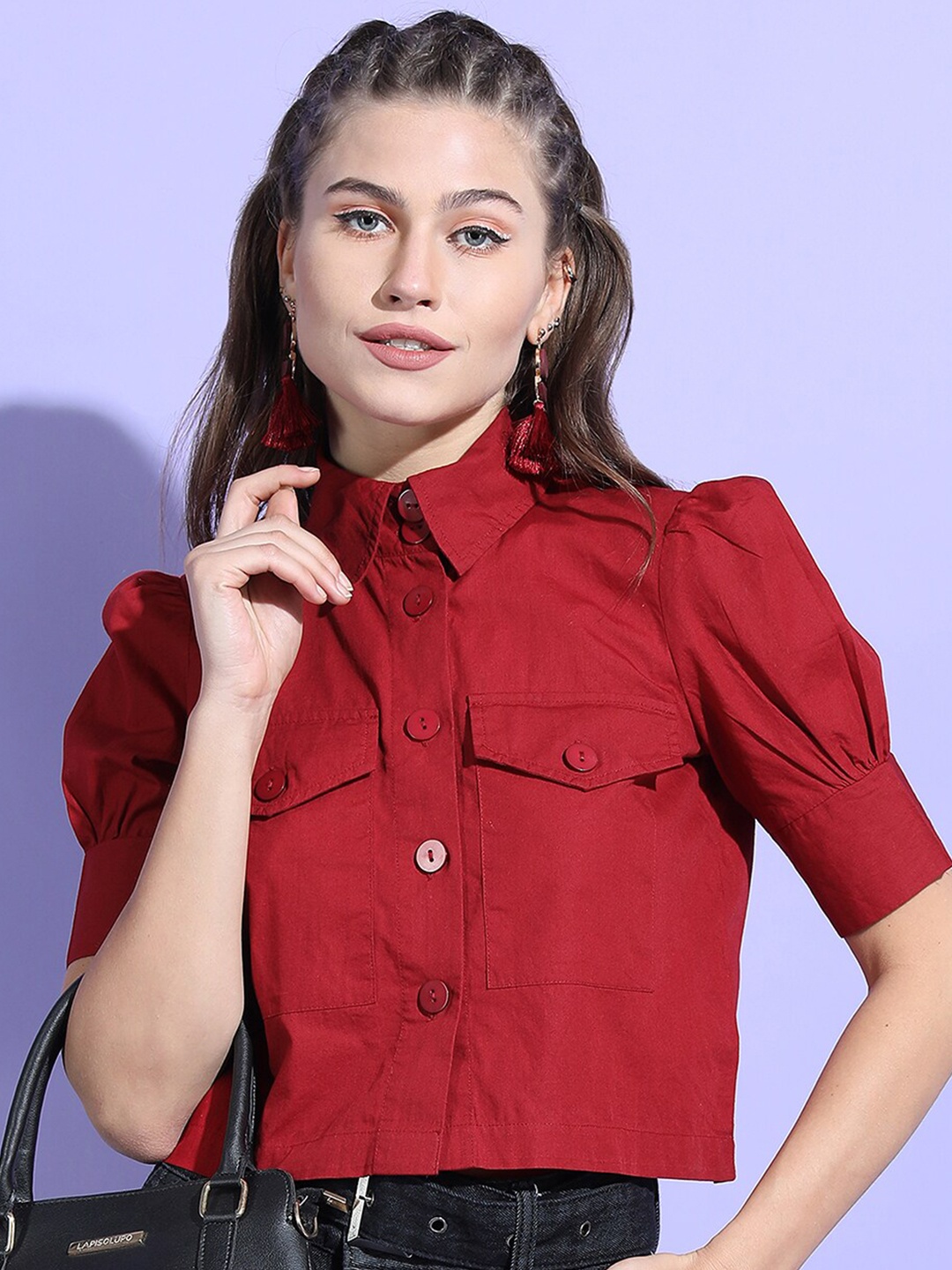 

Tokyo Talkies Women Red Cotton Casual Shirt