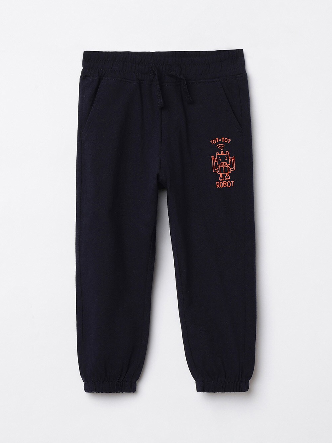 

Juniors Infant Boys Navy Blue Solid Pure Cotton Joggers