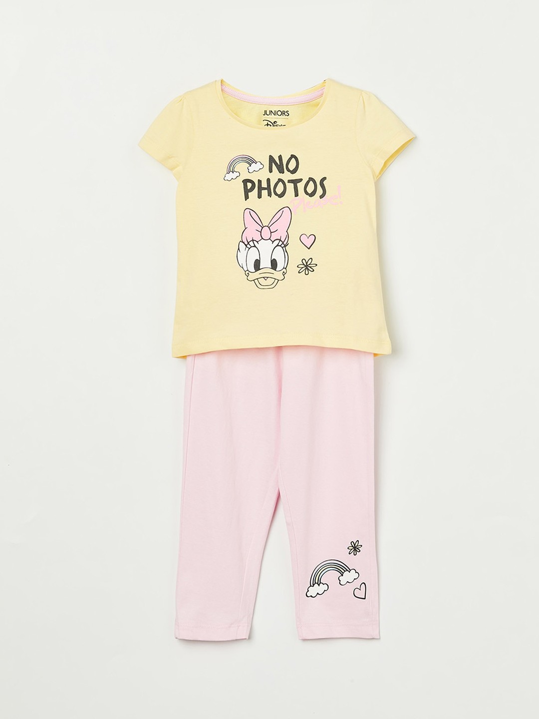 

Juniors by Lifestyle Girls MICKEY & FRIENDS Printed Night suit, Yellow