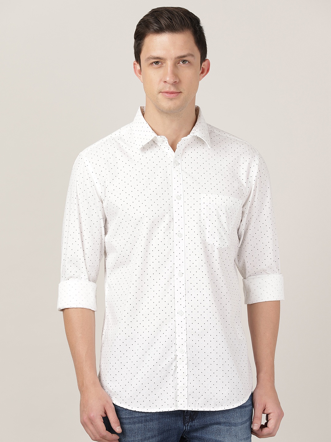 

MERCHANT MARINE Men White Classic Slim Fit Printed Casual Shirt