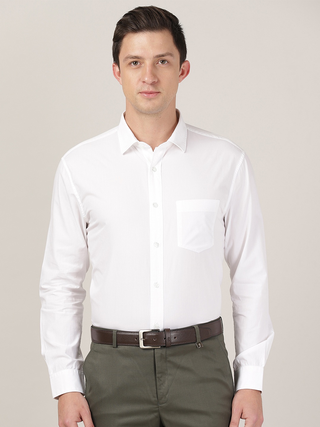 

MERCHANT MARINE Men White Classic Tailored Fit Casual Shirt