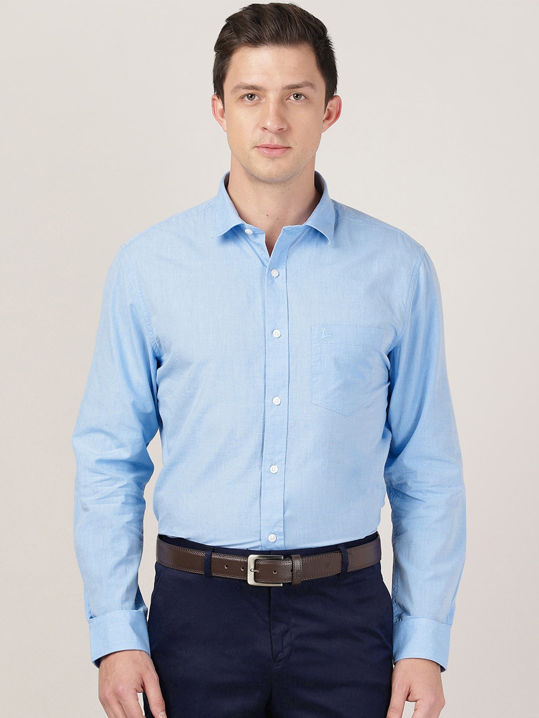 

MERCHANT MARINE Men Blue Classic Tailored Fit Casual Shirt