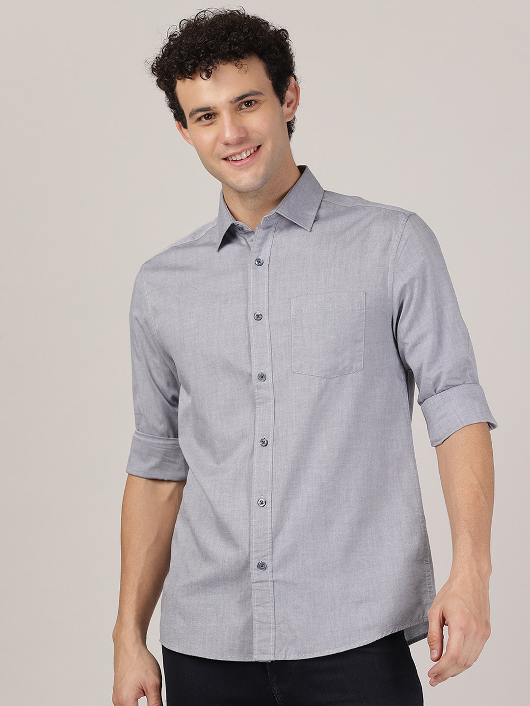 

MERCHANT MARINE Men Blue Classic Slim Fit Casual Shirt