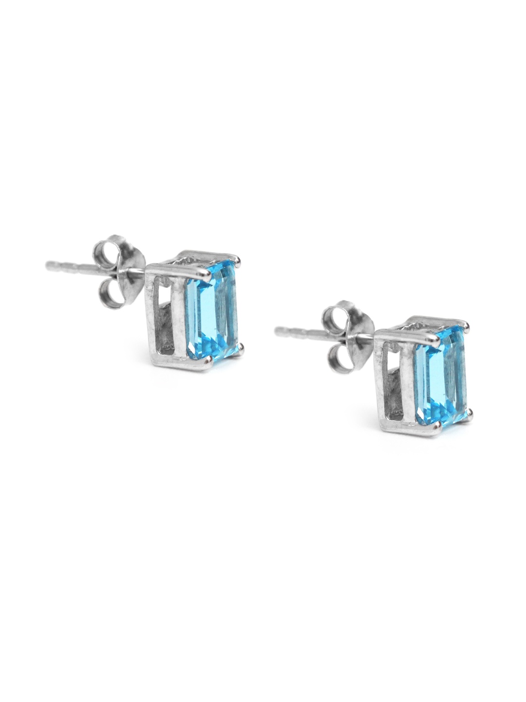 

HIFLYER JEWELS 925 Sterling Silver & Blue Contemporary Rhodium-Plated Studs Earrings