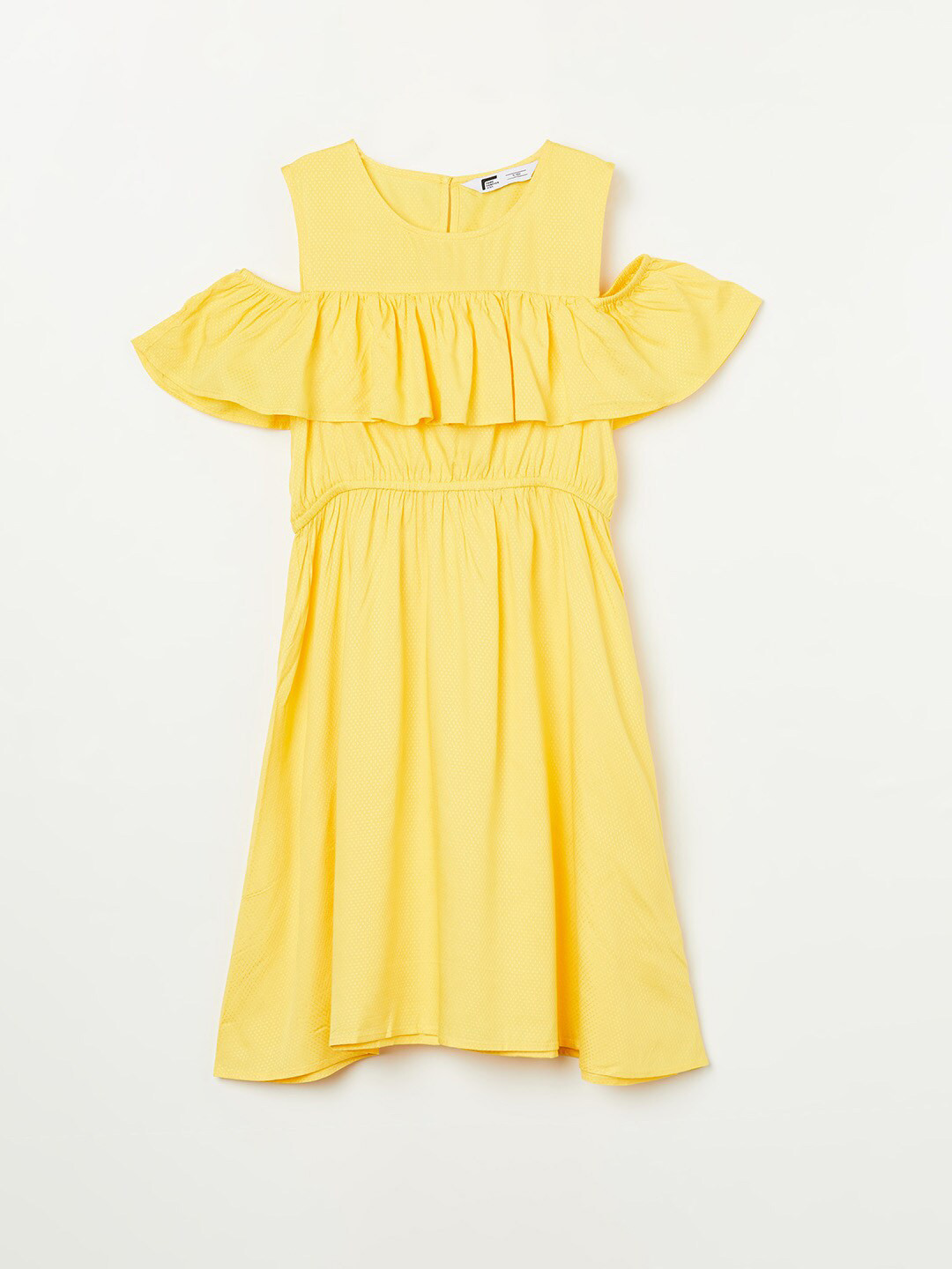 

Fame Forever by Lifestyle Girls Yellow Cold Shoulder Fit & Flare Dress
