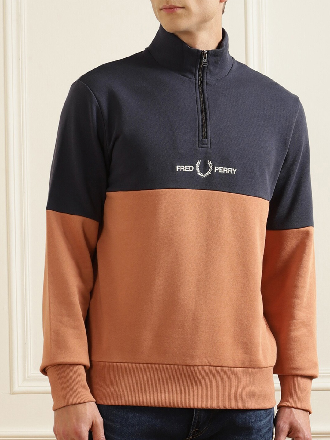 

Fred Perry Men Brown Colourblocked Cotton Sweatshirts