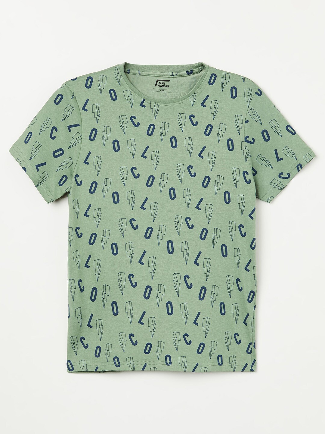 

Fame Forever by Lifestyle Boys Green Printed Cotton T-shirt