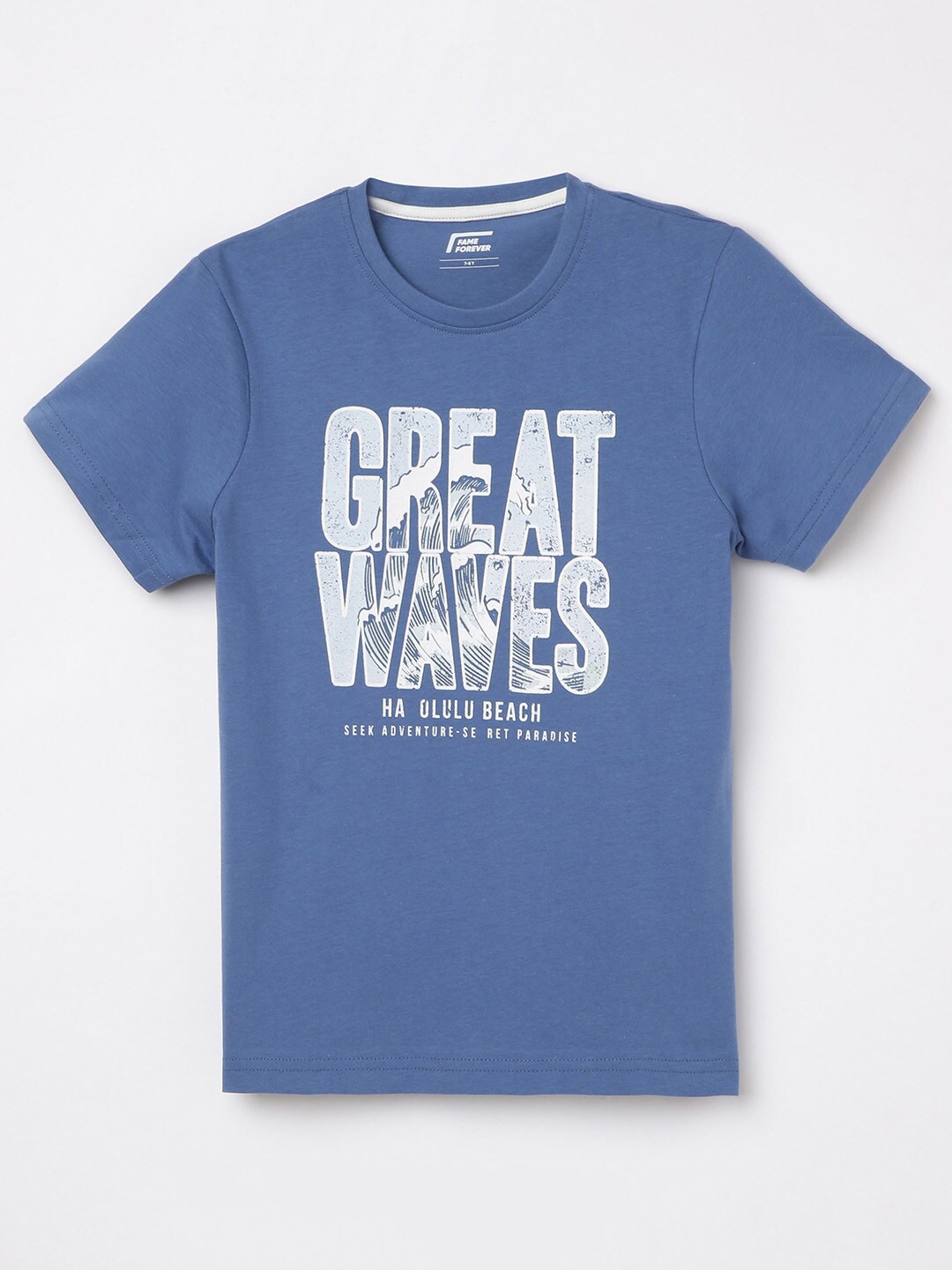 

Fame Forever by Lifestyle Boys Blue Typography Printed T-shirt