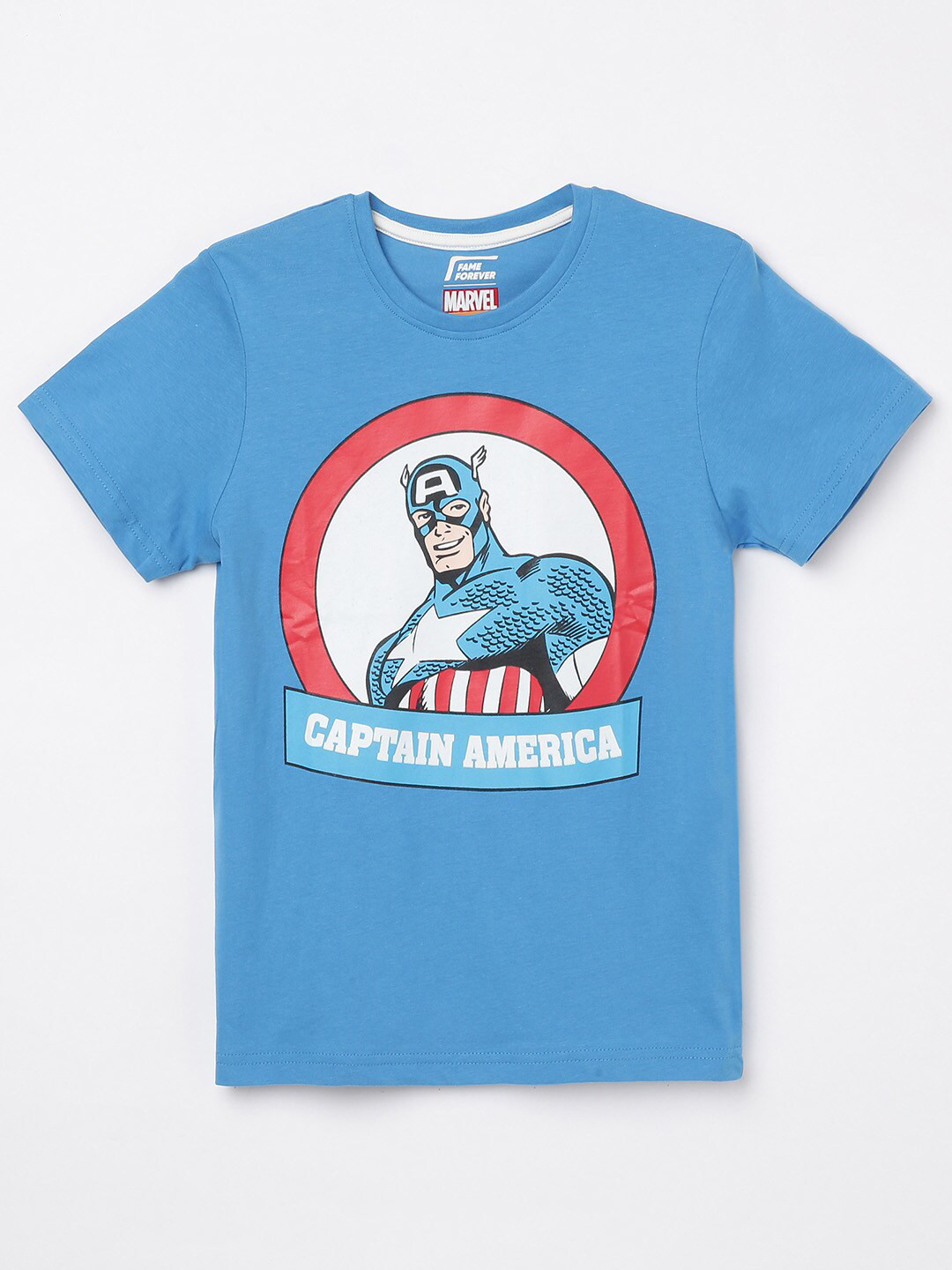 

Fame Forever by Lifestyle Boys Blue Captain America Printed Cotton T-shirt