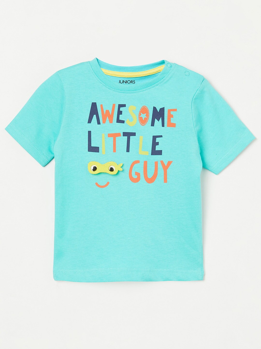 

Juniors Boys Blue Typography Printed T-shirt