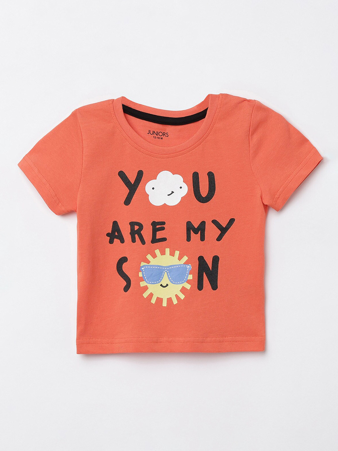 

Juniors Boys Coral Typography Printed Cotton T-shirt