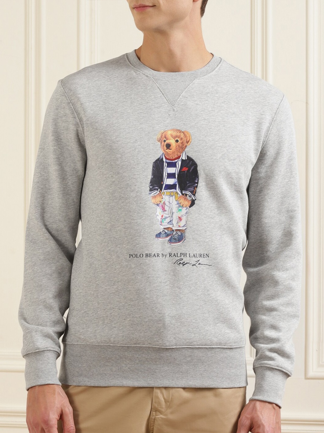 

Polo Ralph Lauren Men Grey Printed Cotton Sweatshirt