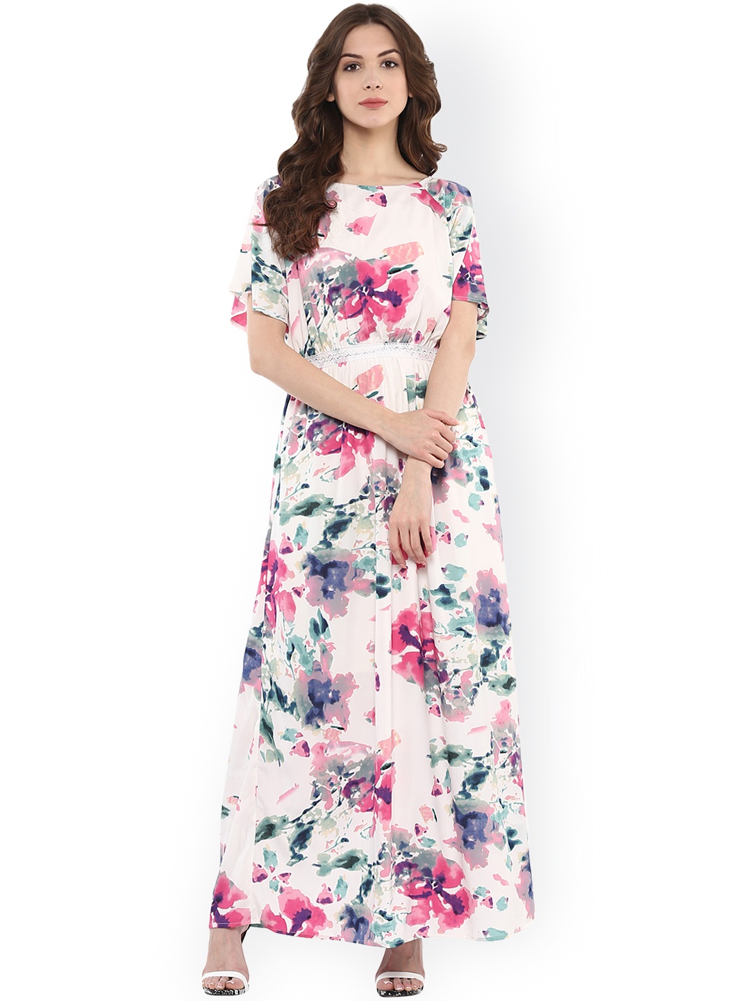 

Harpa Women Off-White Floral Print Maxi Dress