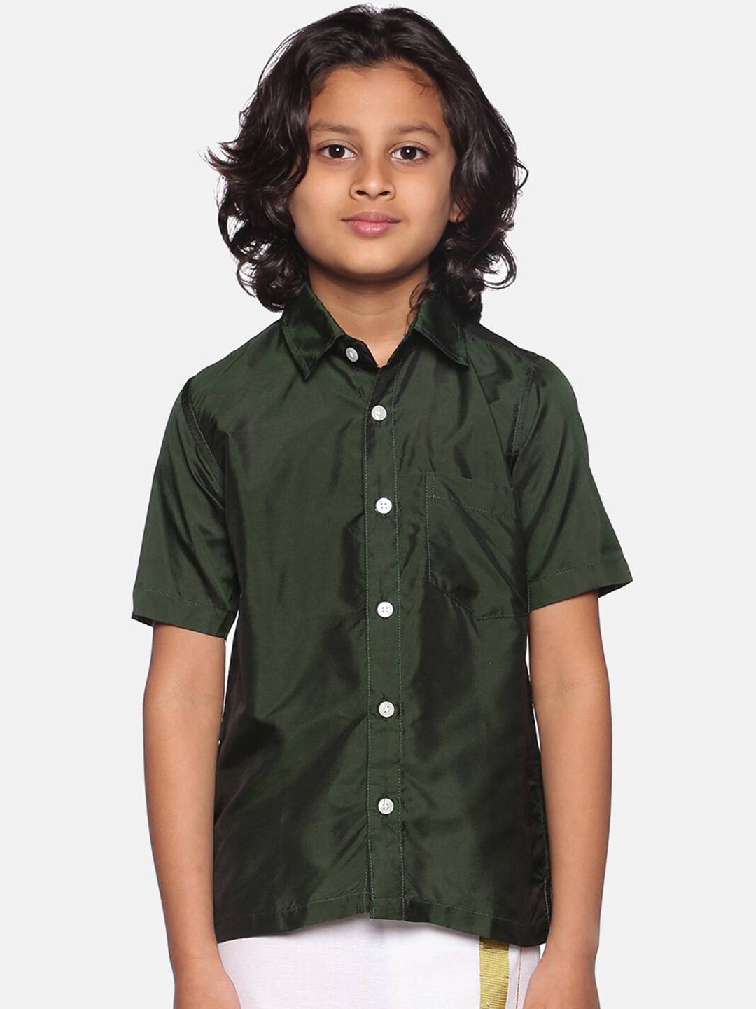 

Sethukrishna Boys Green Classic Ethnic Shirt