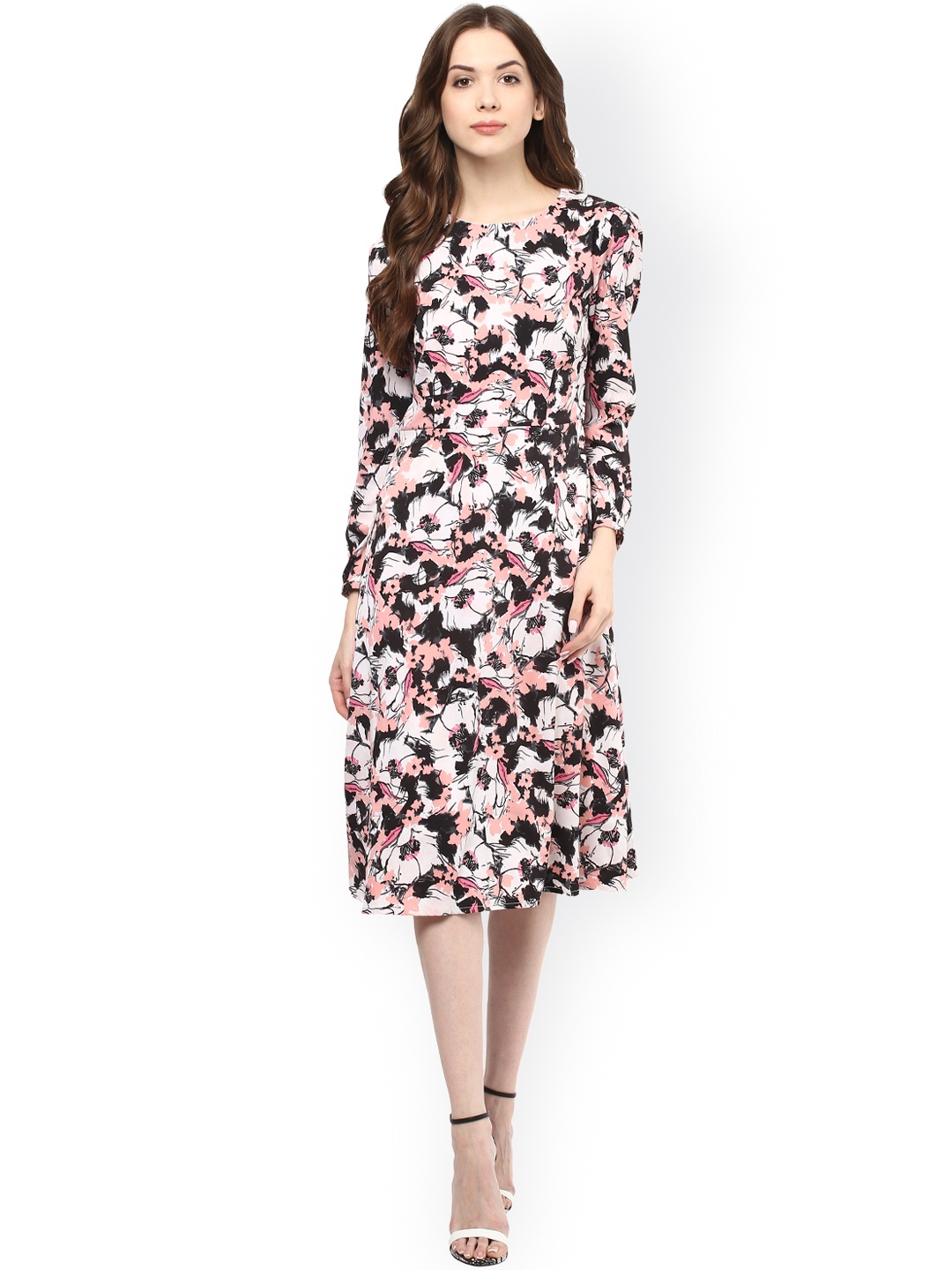 

Harpa Women White Floral Print A-Line Dress