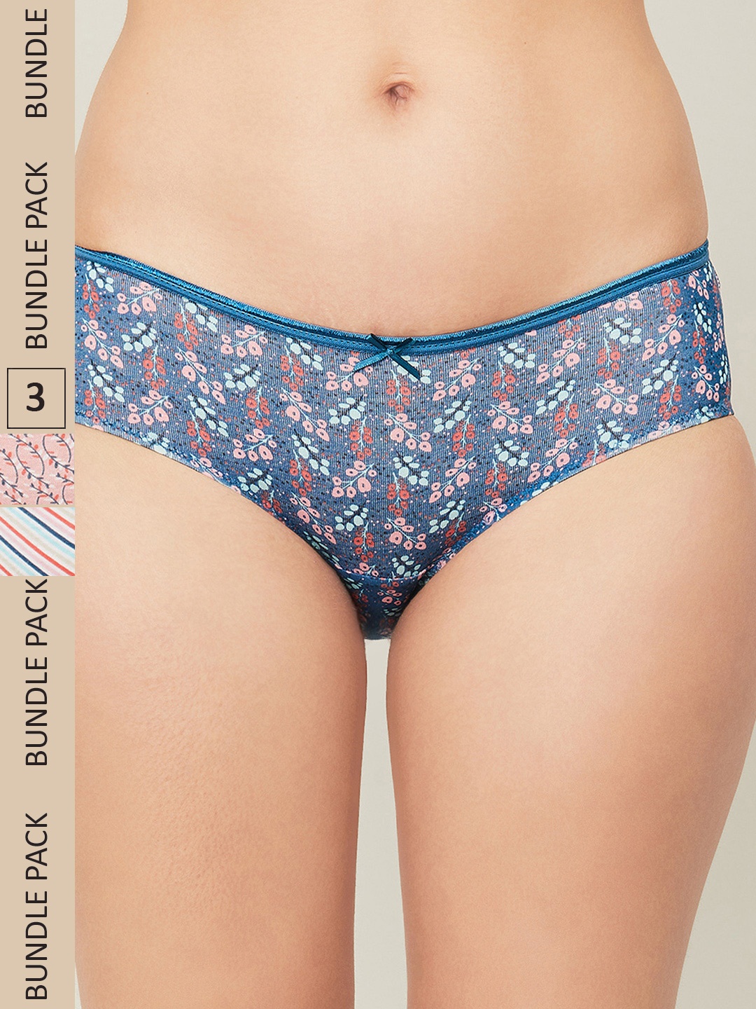 Ginger by Lifestyle Pack of 5 Coral & Blue Printed Hipster Briefs 1000010404931