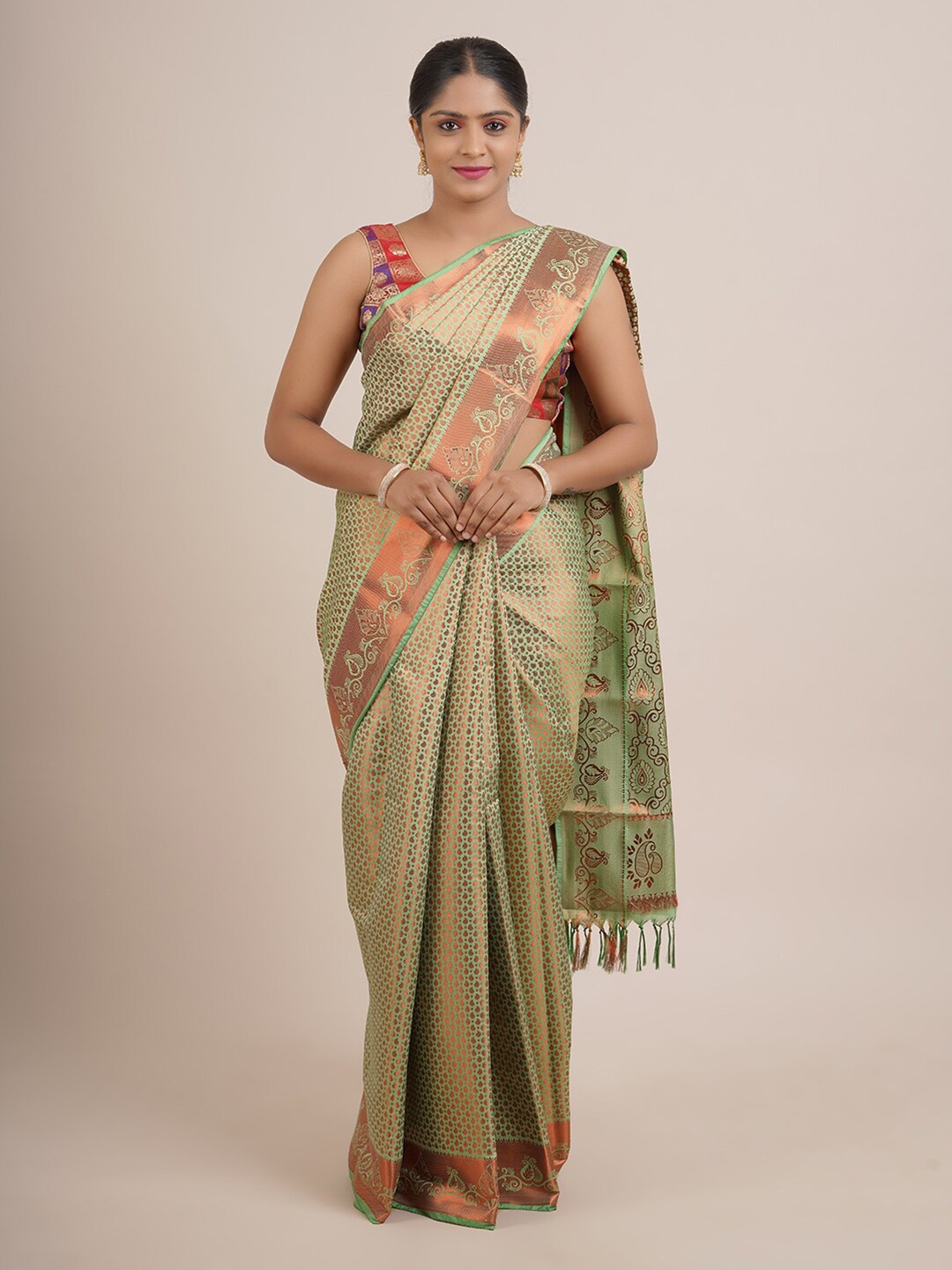 

Pothys Women Green Woven Design Pure Silk Saree