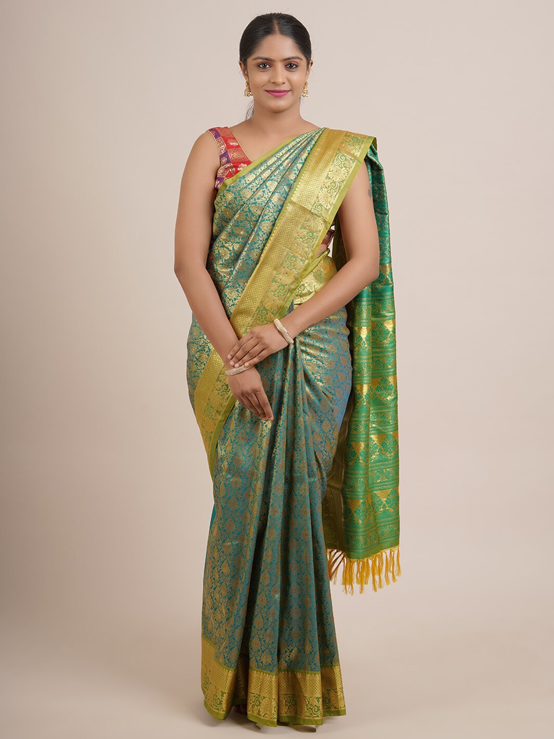 

Pothys Women Green Woven Design Pure Silk Saree