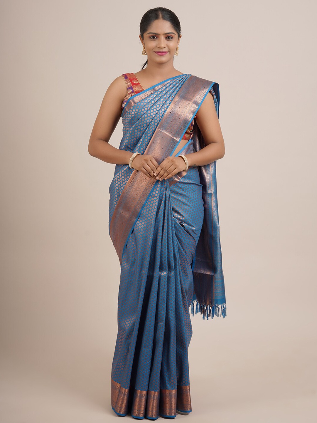 

Pothys Women Blue Woven Design Pure Silk Saree