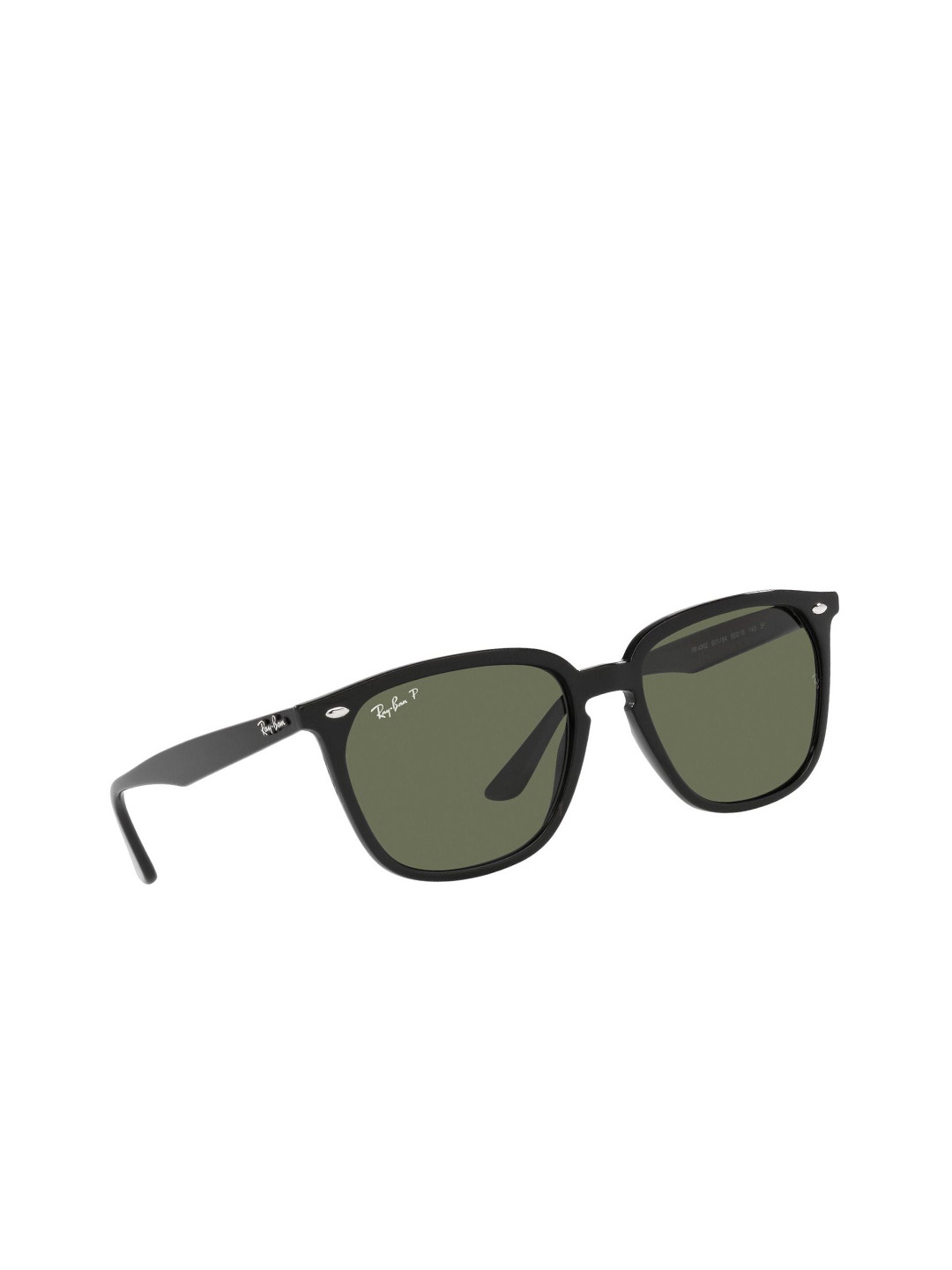 

Ray-Ban Unisex Polarized Green Lens Square Sunglasses - 0RB4362601/9A55, Black