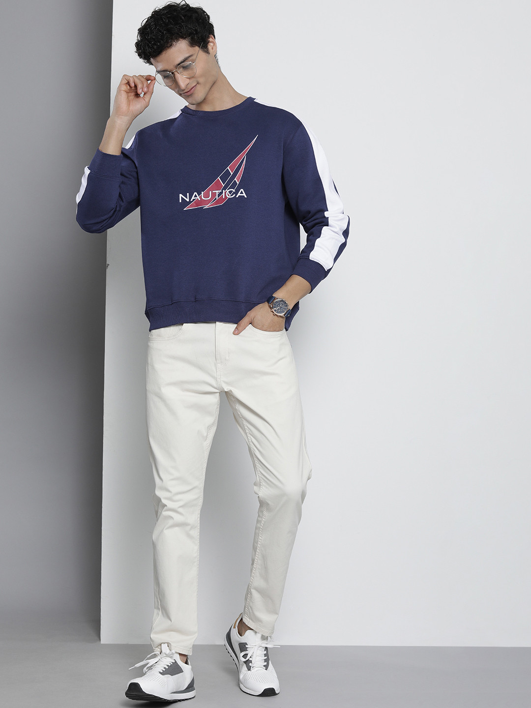 

Nautica Men Brand Logo Printed Pullover Sweatshirt, Navy blue